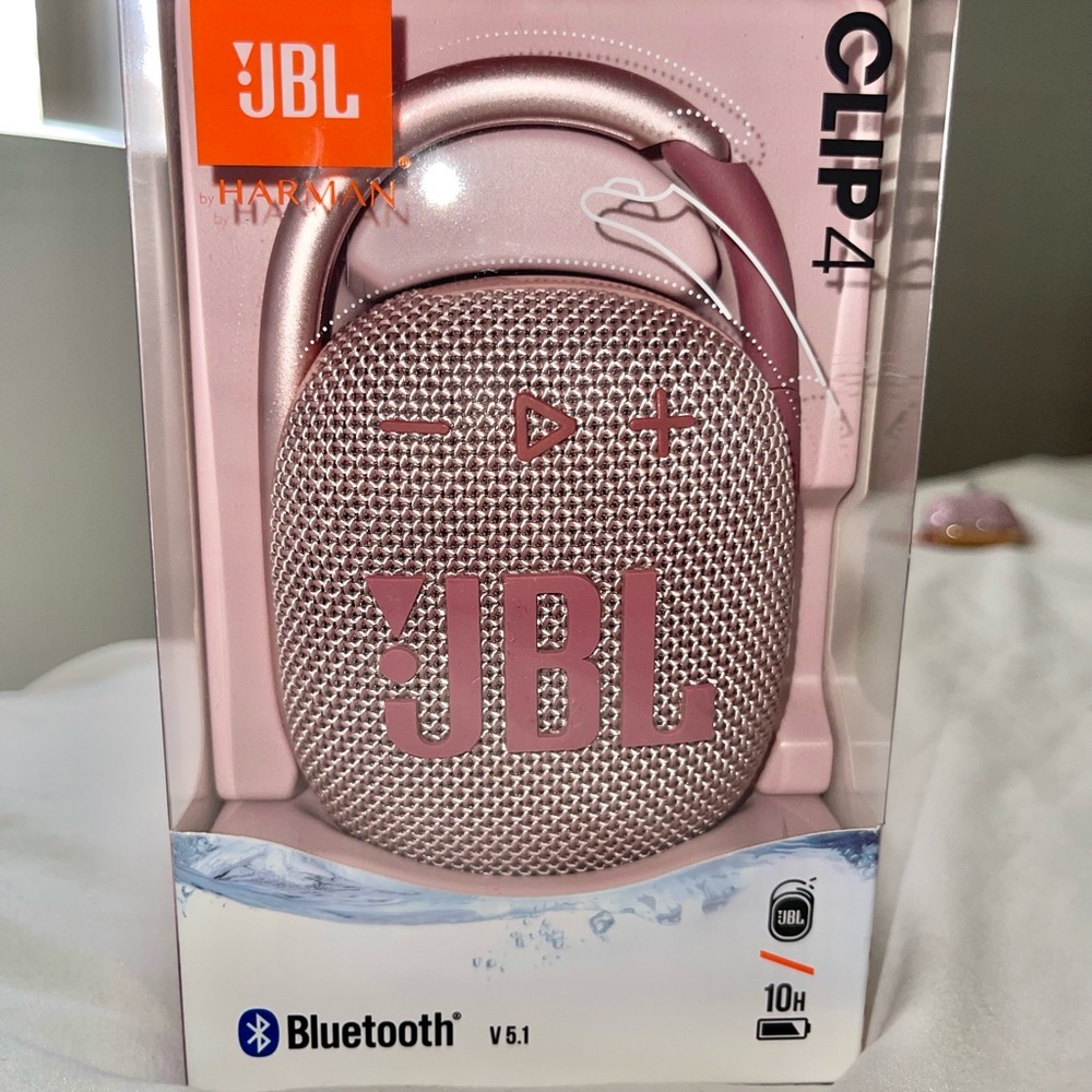 JBL Pink Portable Speaker with Clip and Bluetooth